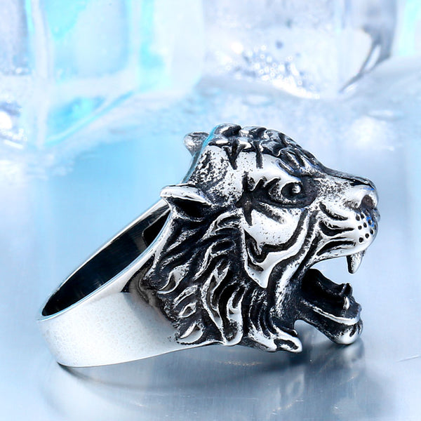Fighting Tiger Head Ring