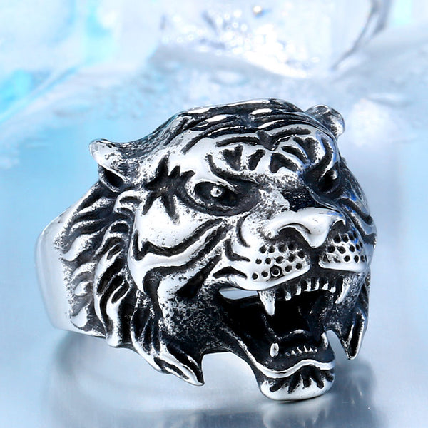 Fighting Tiger Head Ring