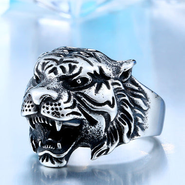 Fighting Tiger Head Ring