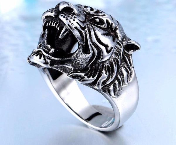 Fighting Tiger Head Ring