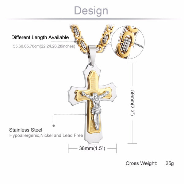 Multilayer Cross Pendant Necklace