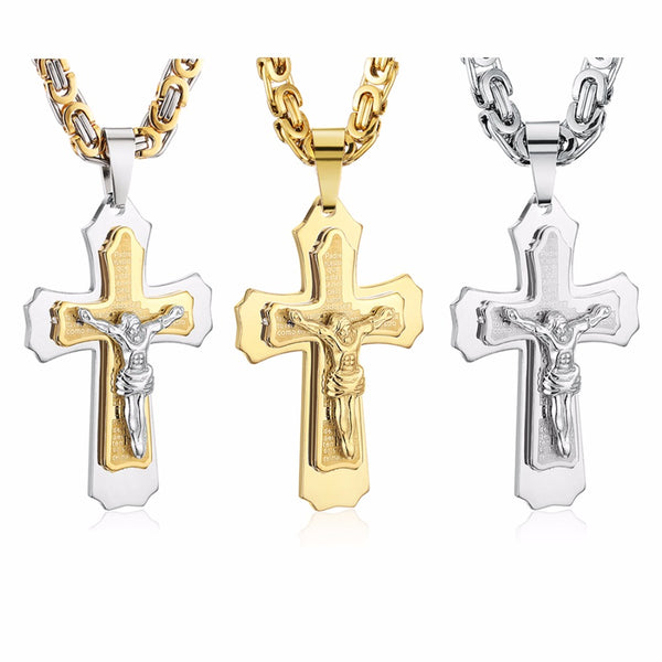 Multilayer Cross Pendant Necklace
