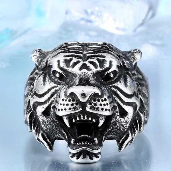 Fighting Tiger Head Ring